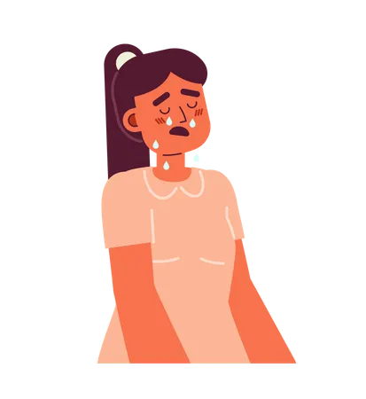 Upset girl with dropping tears and open mouth  イラスト