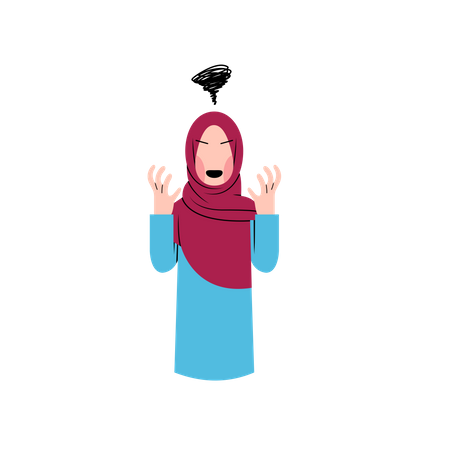 Best Premium Angry Islamic woman Illustration download in PNG & Vector  format