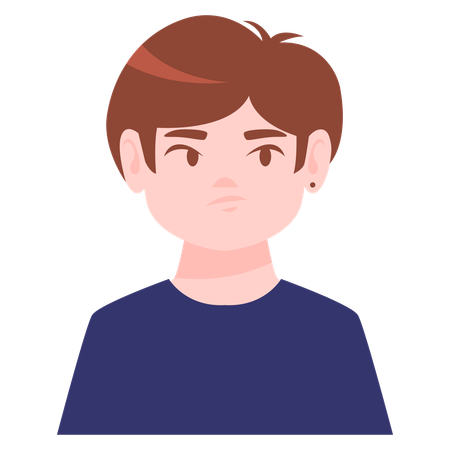 Upset Male Avatar  Illustration