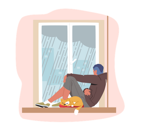 Upset Man And Life Problems  Illustration