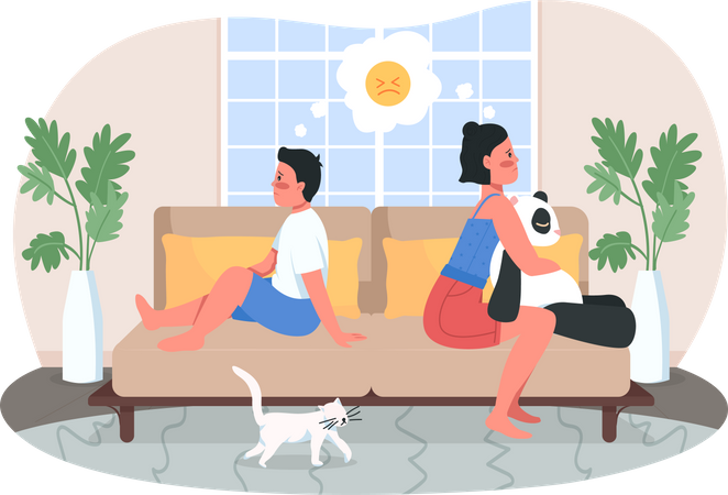 Upset siblings  Illustration