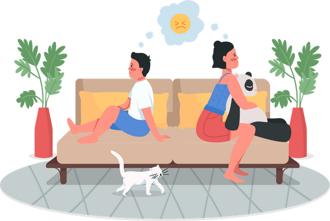 Upset siblings  Illustration