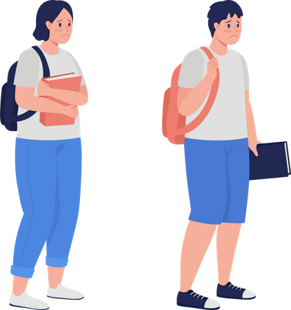 Upset teenage students  Illustration