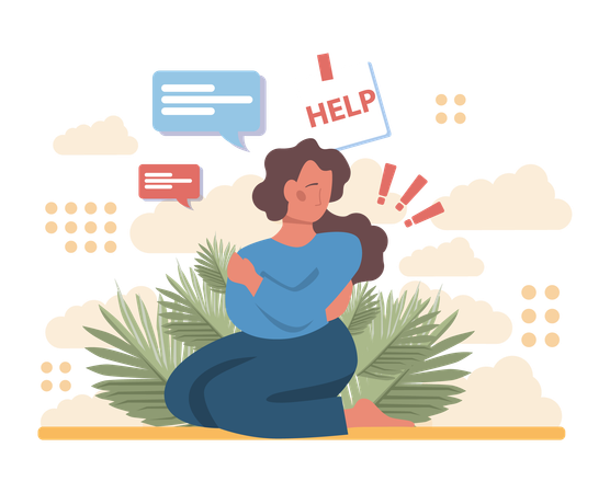 Upset woman asking for help  Illustration