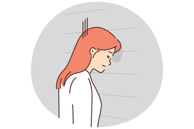 Upset woman banging her head against wall  Illustration