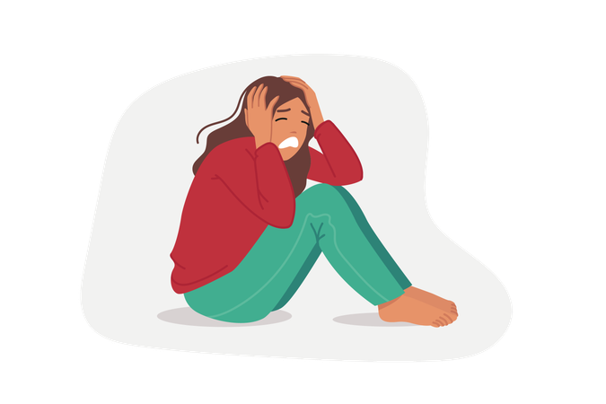 Upset woman is crying  Illustration