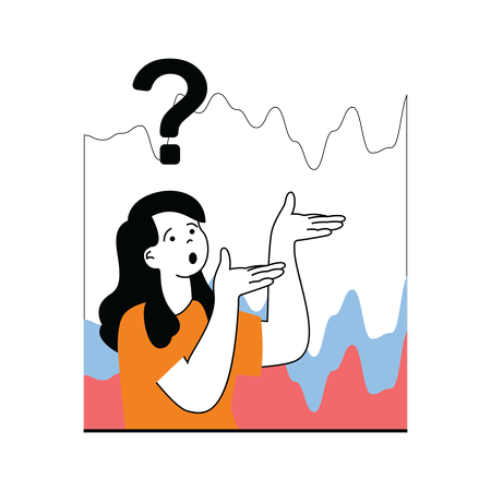 Upset woman looking at loss chart  Illustration