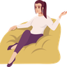 woman sitting on bean bag images