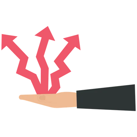Upward growing arrow on palm  Illustration
