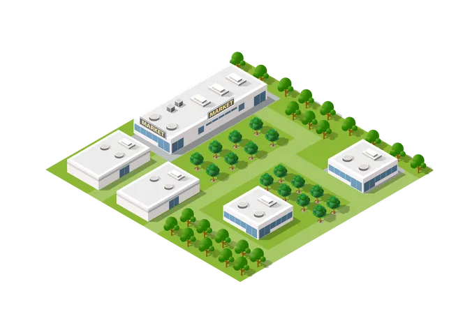 Modern Illustration For Design Game And Business Shape Background Isometric Module City From Urban Building Vector Architecture イラスト