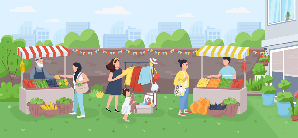 Urban farmer market  Illustration