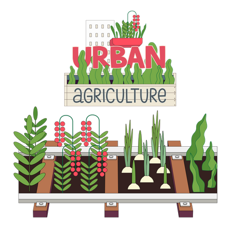 Urban farming and gardening Illustration