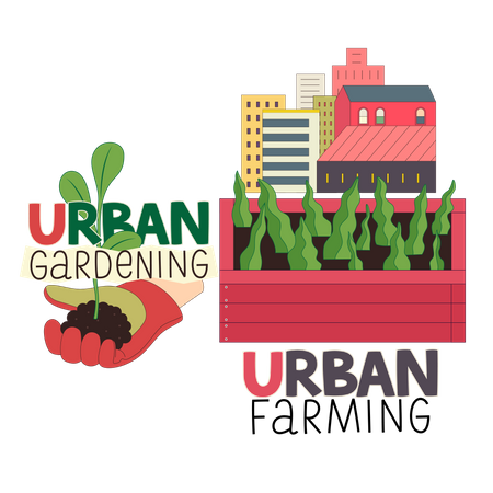 Urban farming and gardening  Illustration