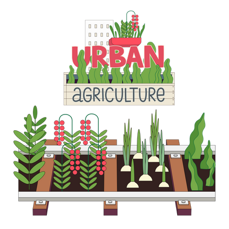 Urban farming and gardening  Illustration