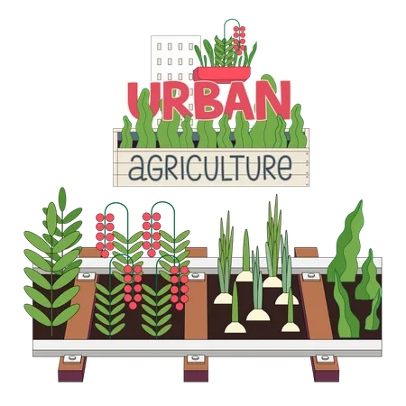 Urban farming and gardening  Illustration