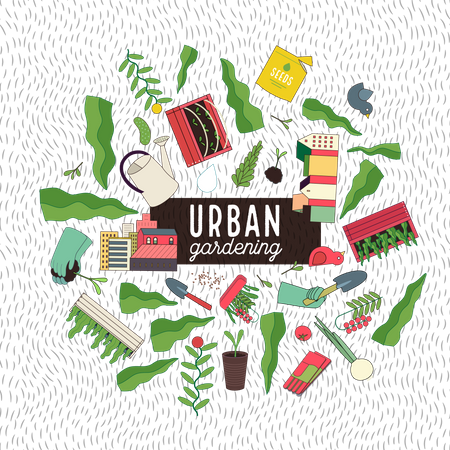 Urban farming and gardening  Illustration