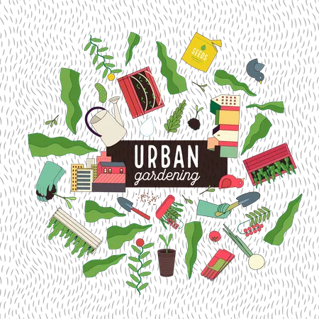 Urban farming and gardening  Illustration