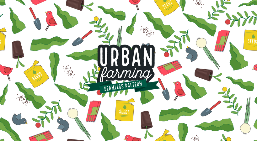 Urban farming and gardening pattern Illustration