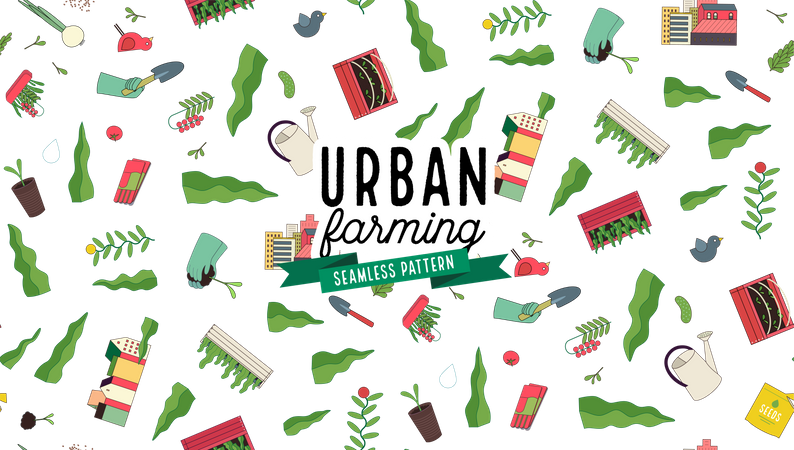 Urban farming and gardening pattern Illustration