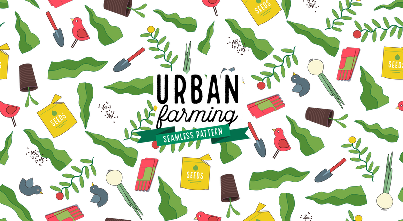 Urban farming and gardening pattern  Illustration