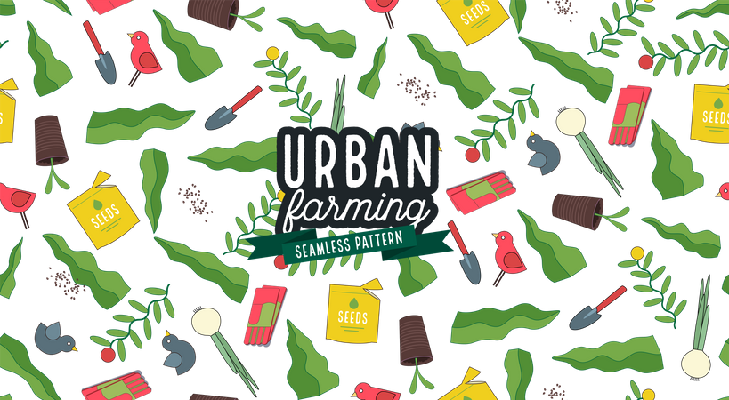 Urban farming and gardening pattern  Illustration