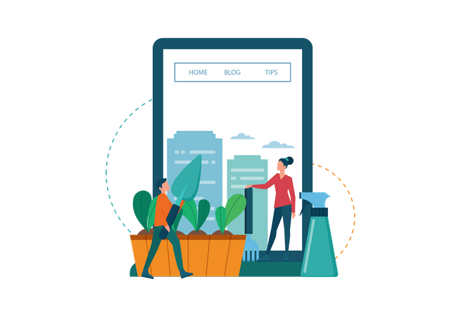 Urban farming online service  Illustration