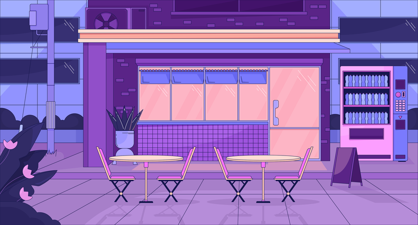 Urban storefront at night  Illustration