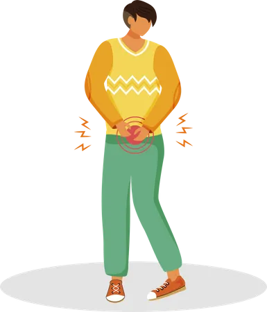 Urgent Urination Flat Color Vector Faceless Character Man Wants To Pee Male Adult Sick With Cystitis Guy With Bladder Problem Unwell Patient Symptom Of Disease Isolated Cartoon Illustration Illustration