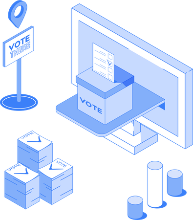 Urna de votación en el lugar de votación  Ilustración