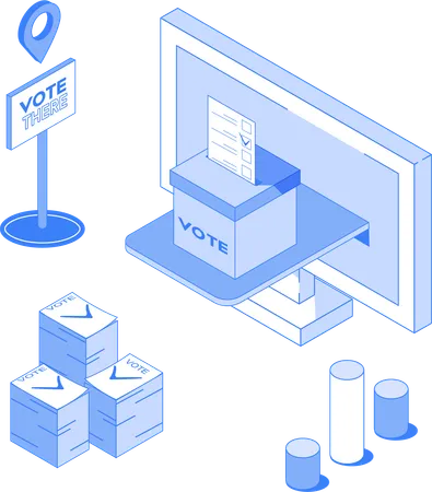 Urna de votación en el lugar de votación  Ilustración