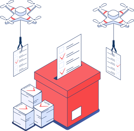 Boîte de vote et bulletin de vote  Illustration