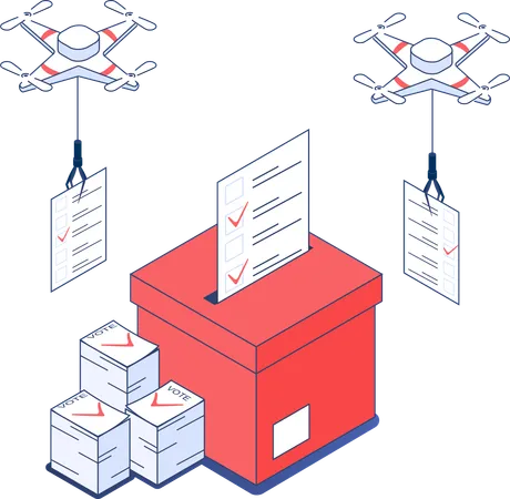 Boîte de vote et bulletin de vote  Illustration