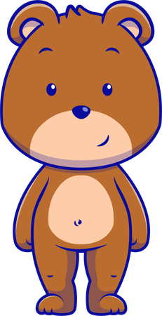 Urso pardo em pé  Ilustração