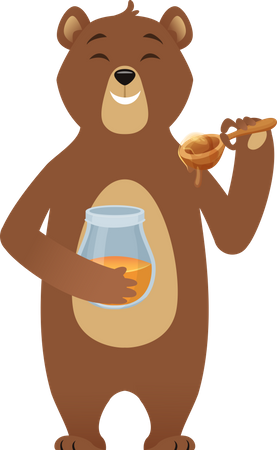 Urso comendo mel  Ilustração