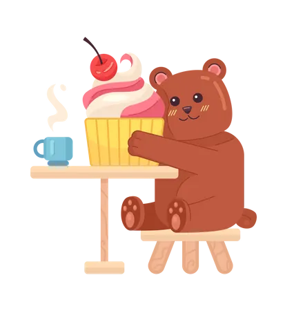 Urso tomando sorvete  Ilustração