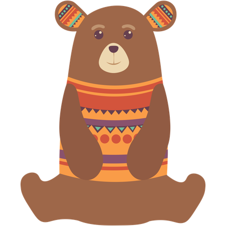 Urso étnico fofo  Ilustração