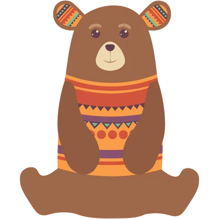 Urso étnico fofo  Ilustração