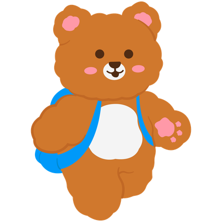 Urso fofo indo para a escola  Ilustração