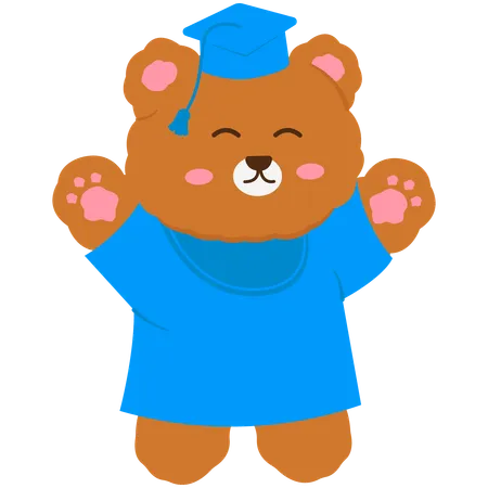 Urso fofo usando toga  Ilustração