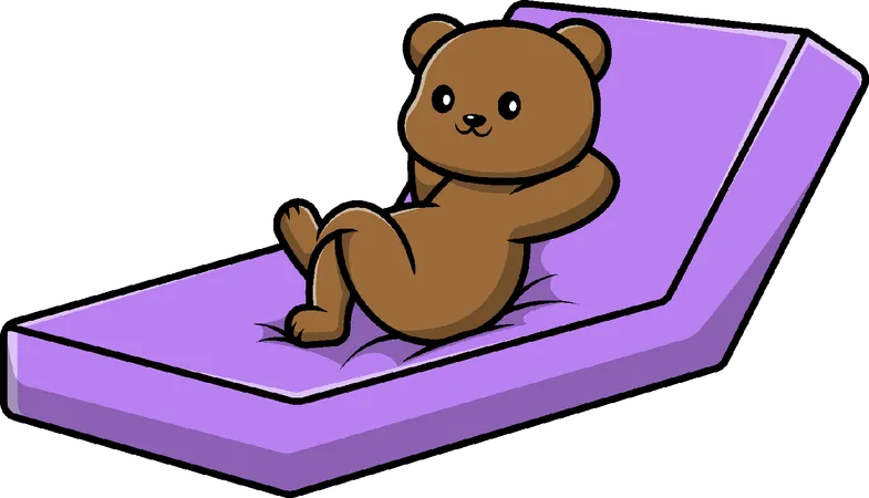 Urso Pardo Deitado Na Cama  Ilustração