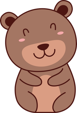 Urso marrom fofo sorrindo  Ilustração