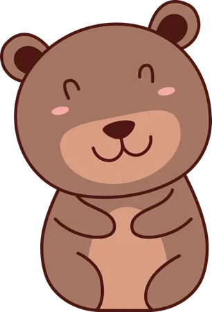 Urso marrom fofo sorrindo  Ilustração