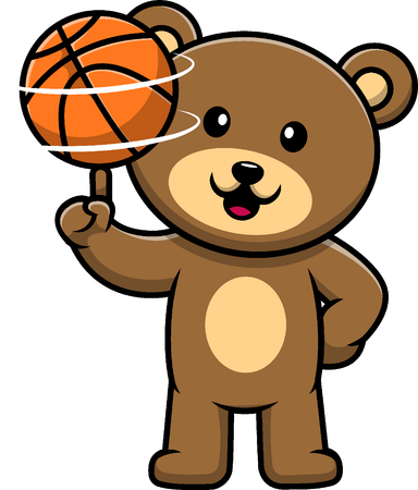 Urso pardo jogando basquete  Ilustração