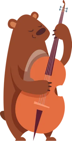 Urso tocando violino  Ilustração