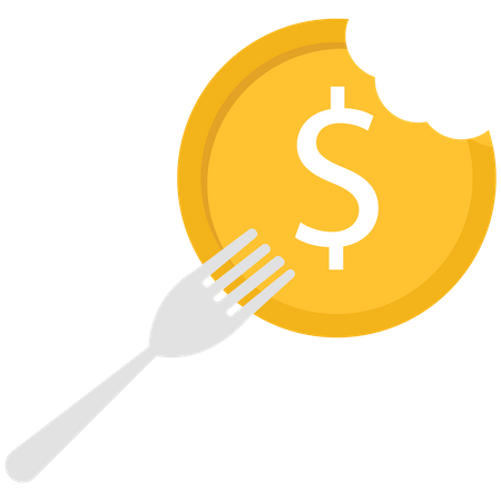 US dollar coin with a fork  イラスト