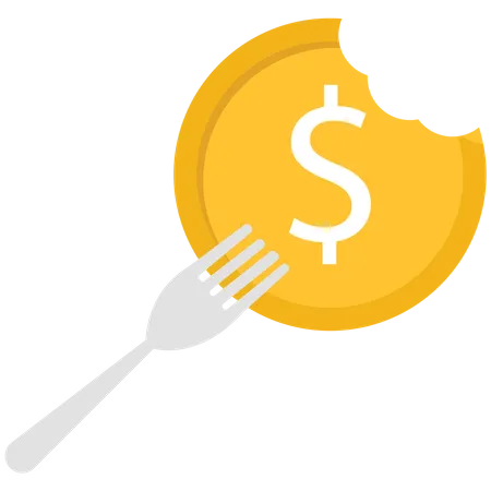 US dollar coin with a fork  イラスト