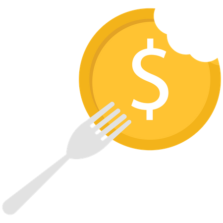 US dollar coin with a fork  Illustration