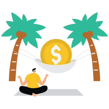 Us Dollar money on the beach for budget travel concept  Illustration