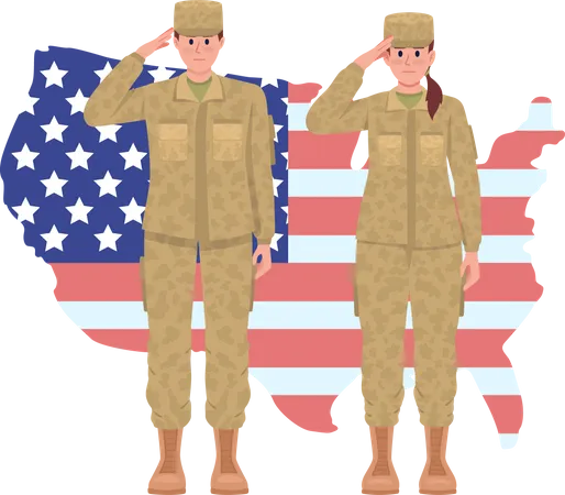 USA Soldiers saluting  Illustration