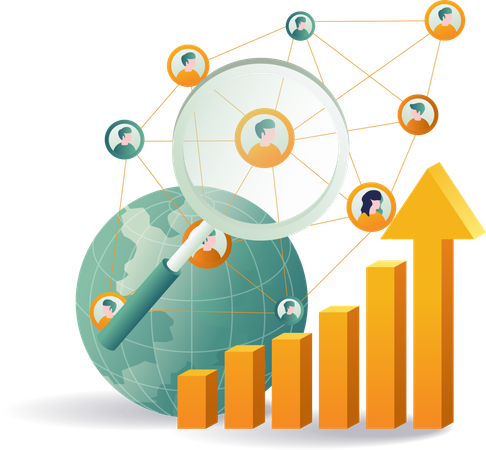 Usando a mídia social para expandir o alcance dos negócios e interagir com os clientes  Ilustração